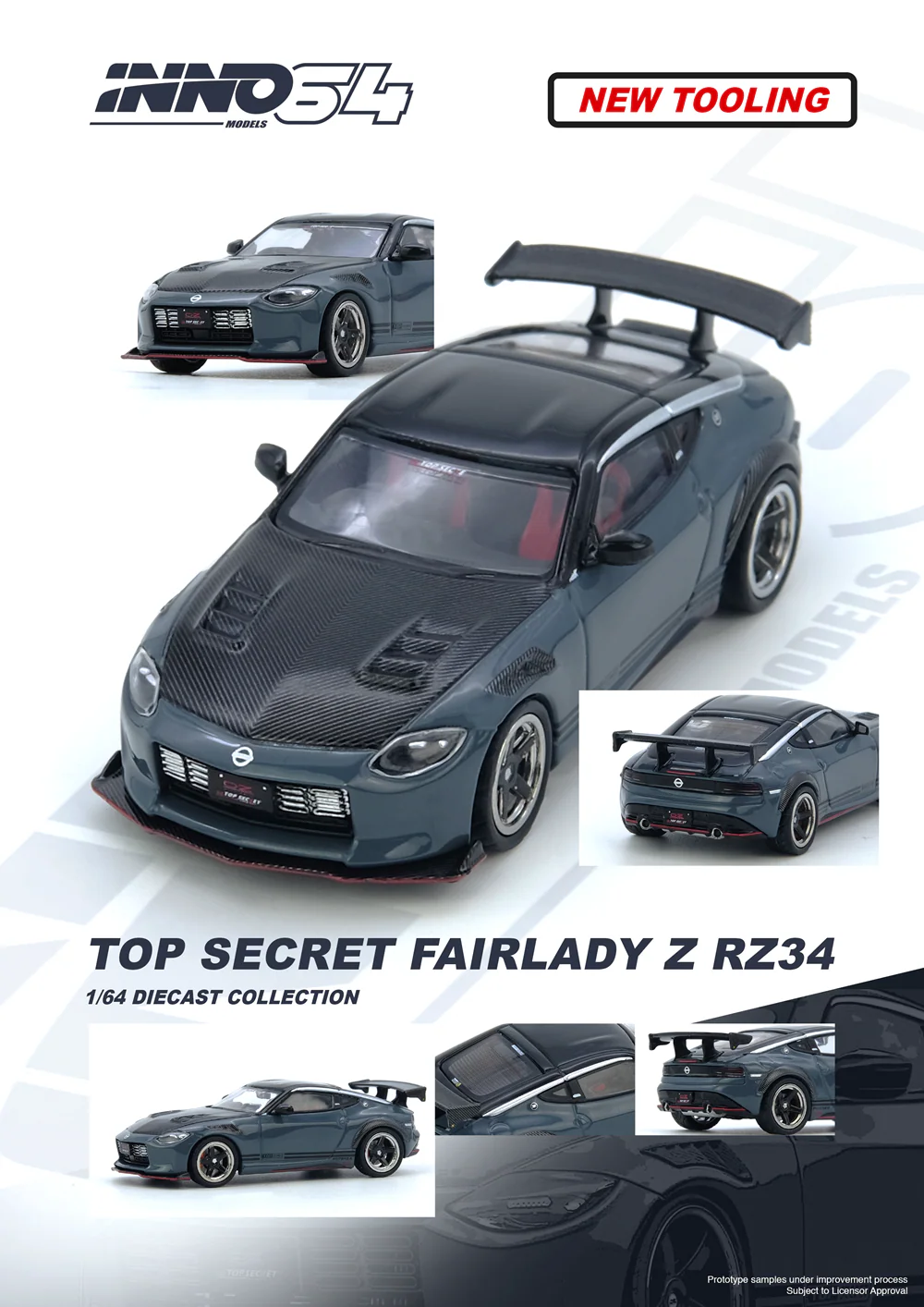 INNO64 1:64 Top Secret Fairlady Z RZ34 gris