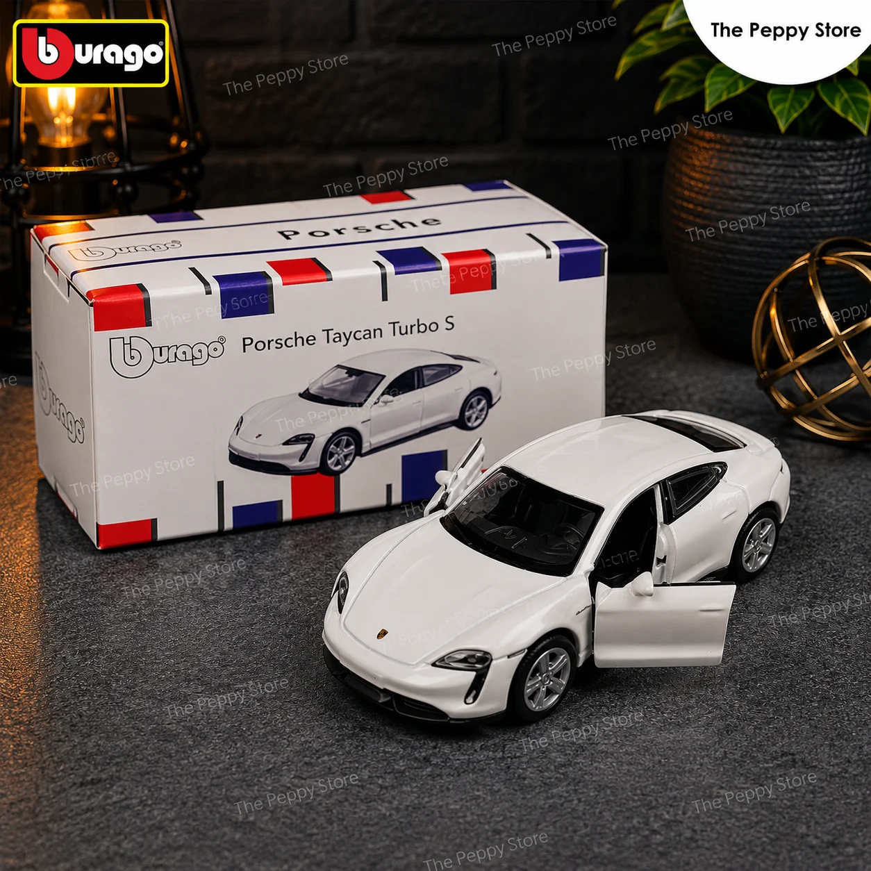 Bburago Porsche Taycan Turbo S – Blanco