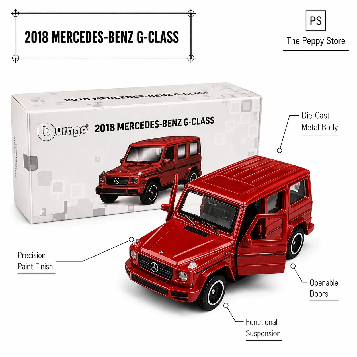 Bburago Mercedes-Benz Clase G 1:64 – Rojo oscuro