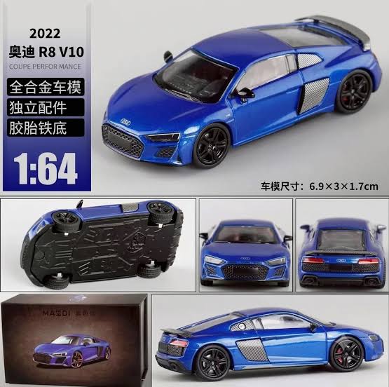 Massdi Audi R8 V10 Coupe Performance 2022 - azul 1:64