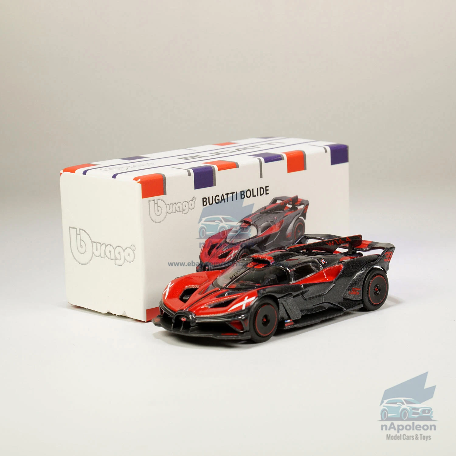 Bburago (Negro/rojo) Bugatti Bolide 1:64
