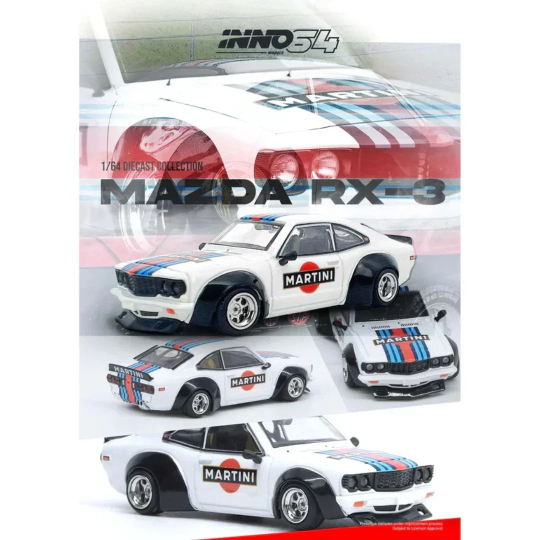 INNO64 1:64 Mazda RX-3 Savanna Martini Racing librea blanca