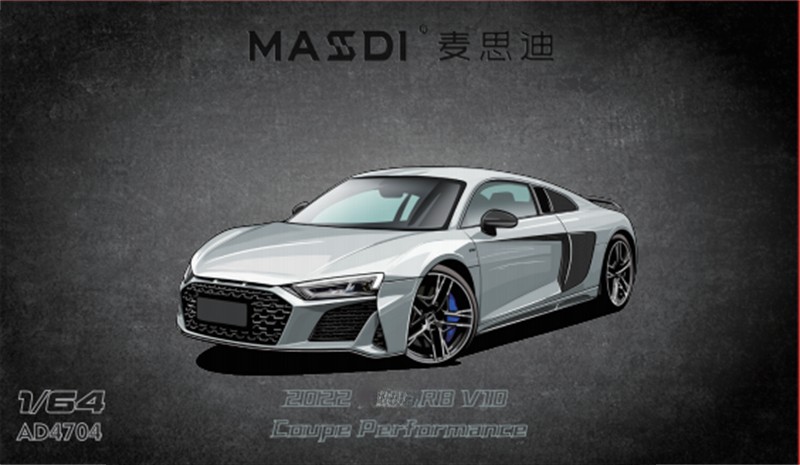 Massdi Audi R8 V10 Coupe Performance 2022 - plata 1:64
