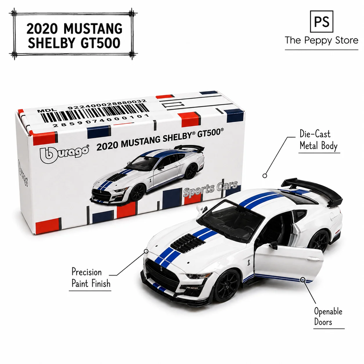 Bburago Ford Shelby GT500 – Blanco